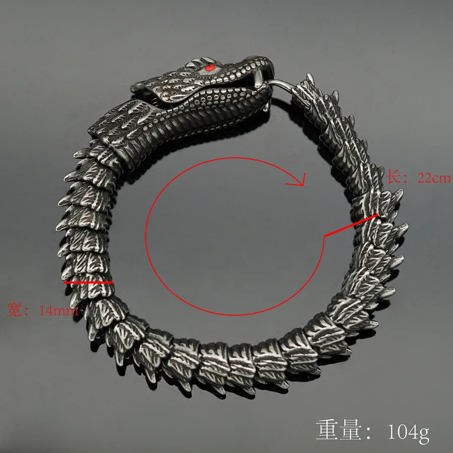 Men's Dragon Skull Titanium Steel Bracelet Snake Head Bracelet 055