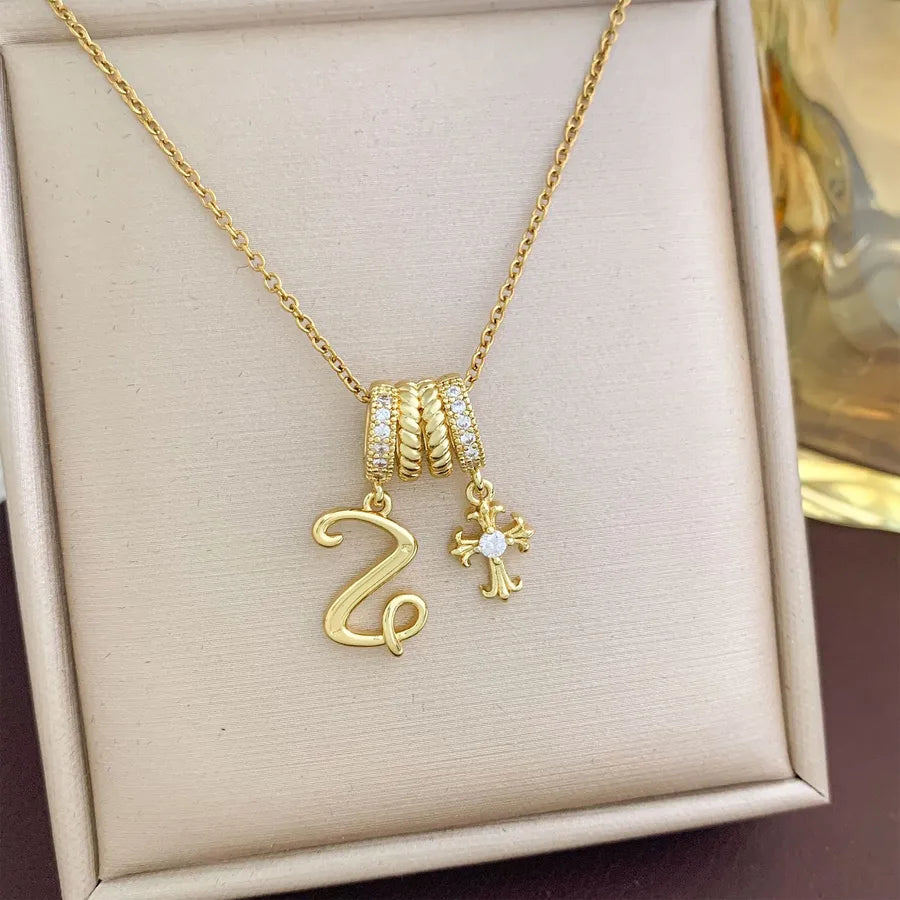 Aurora Star Pendant Necklace – Titanium & Zircon XL4498 Cross Letter Z Combination Necklace Gold