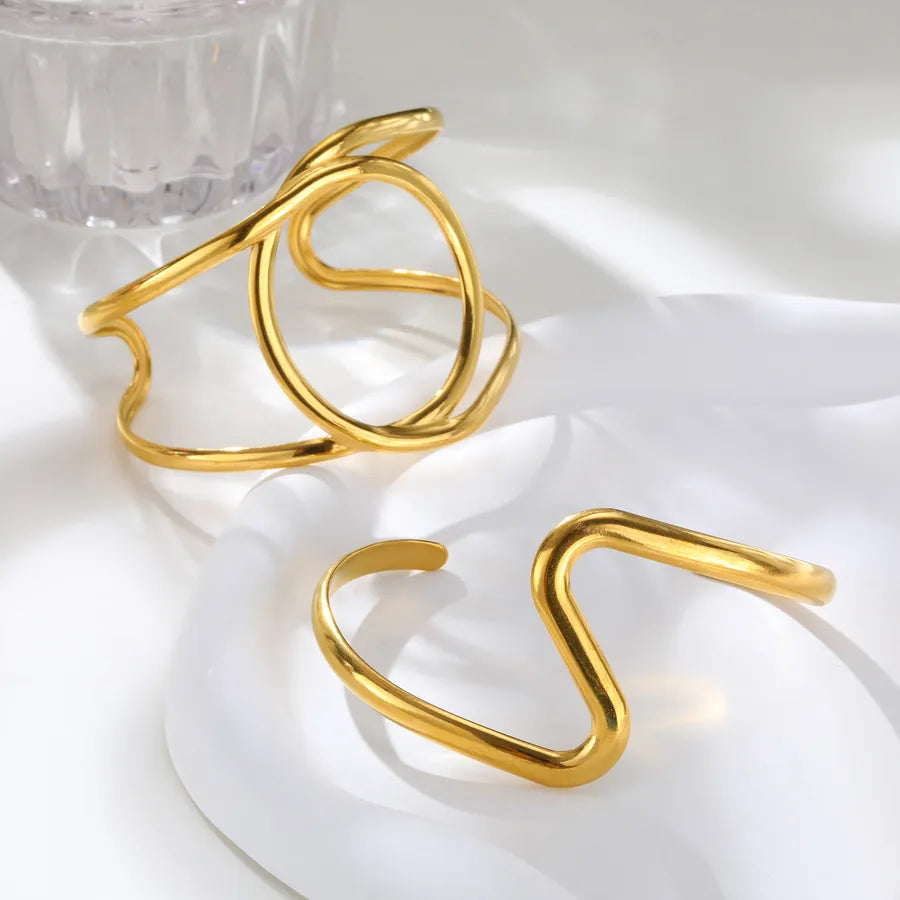 Gold Plated Geometric Stainless Steel Bangle