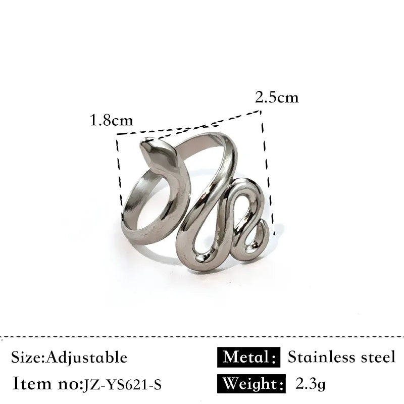 18K Gold Geometric Twist Stainless Steel Ring Silver JZ-YS621