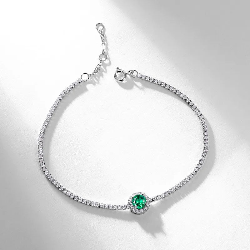 Retro Emerald & Ruby S925 Silver Bracelet Emeralds