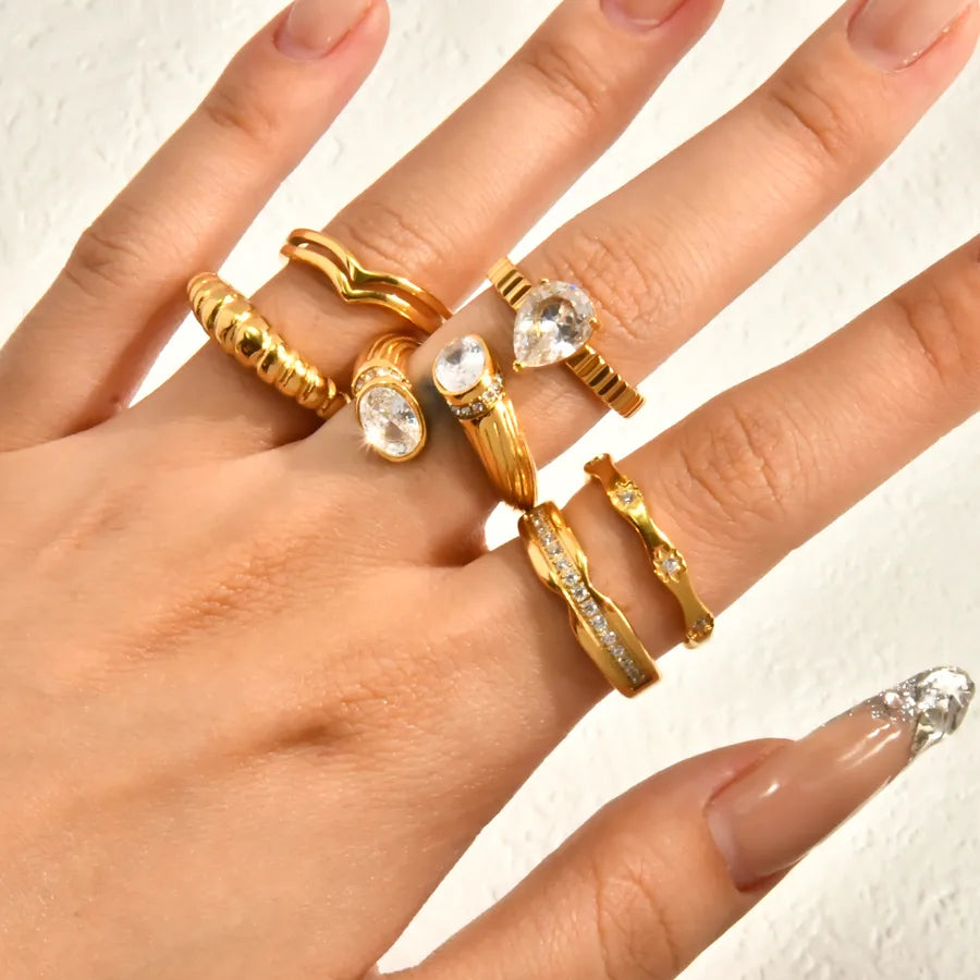 18K Gold Plated Nordic Geometric Stainless Steel Ring