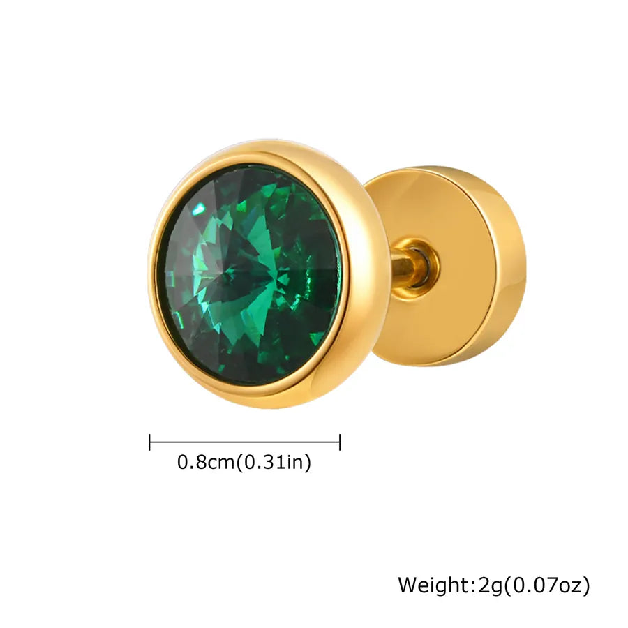 Unisex Stainless Steel Zircon Stud Earring Golden Beccarite A Piece