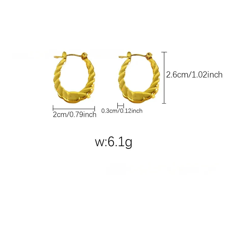 Elegant Gold Titanium Steel Hoop Earrings