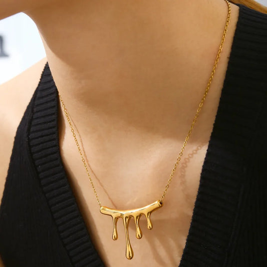 18K Gold Geometric Pendant Necklace for Women