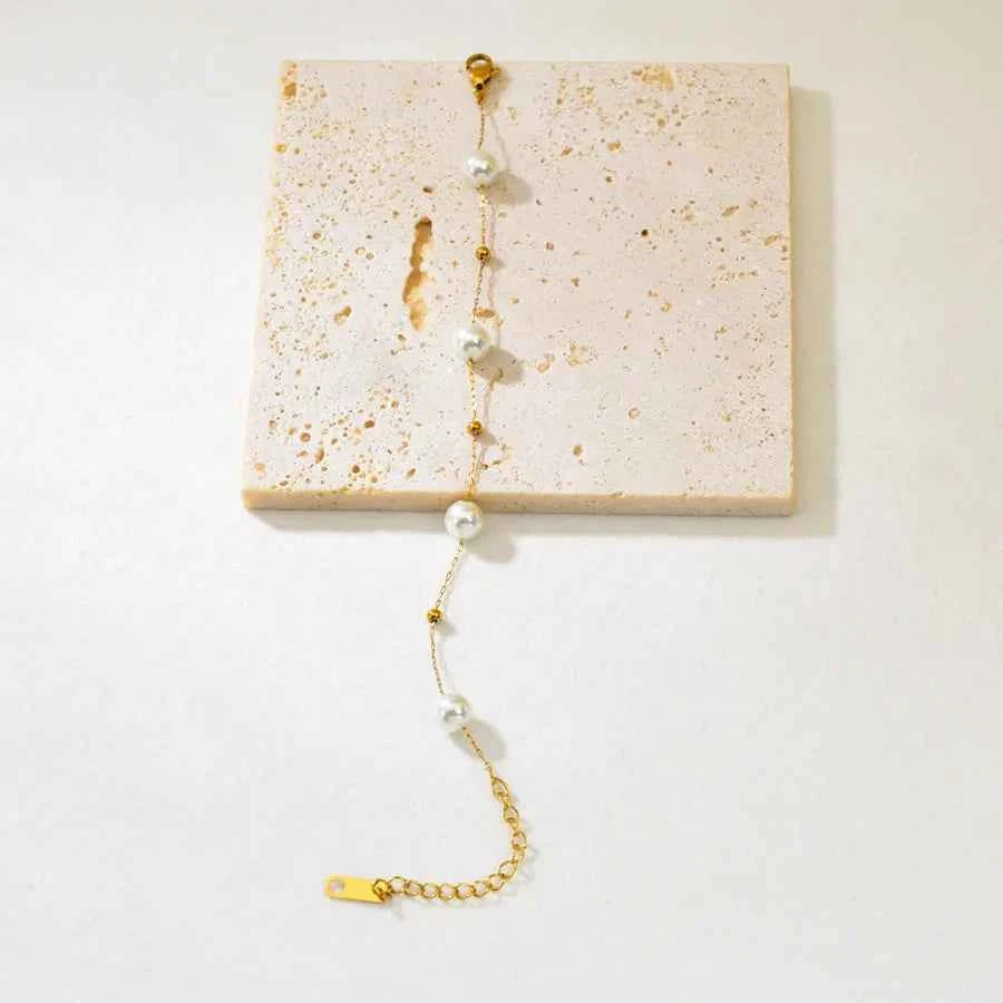 Gold Pearl Choker Necklace – Stainless Steel