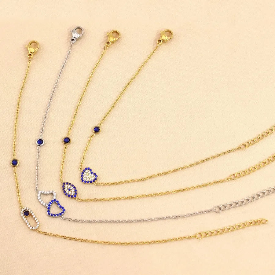 Heart-Shaped Zircon Titanium Steel Bracelet