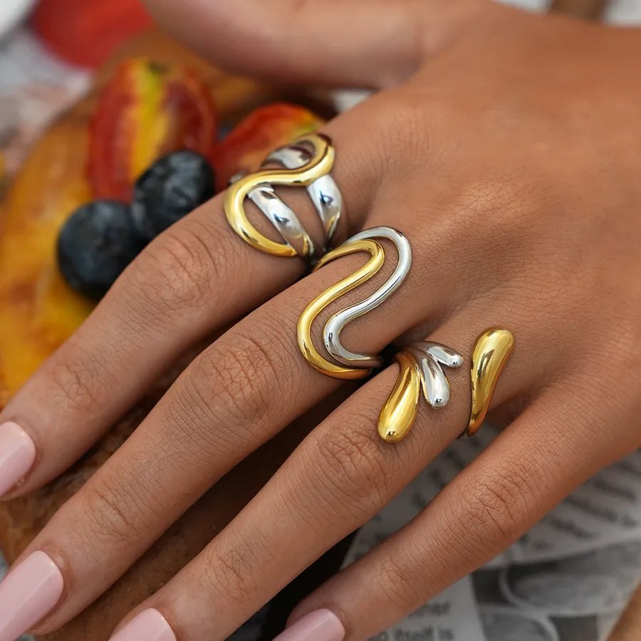 18K Gold Geometric Stainless Steel Ring