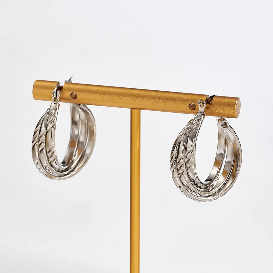 Minimalist Gold Plated Stainless Steel Hoop Earrings A (28.5x8.5mm; Needle Thickness: 0.8mm) 1 Pair Package