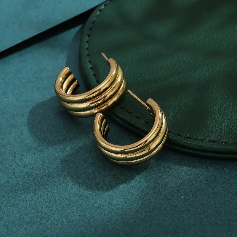 Bold Titanium Steel Large Hoop Earrings ES011