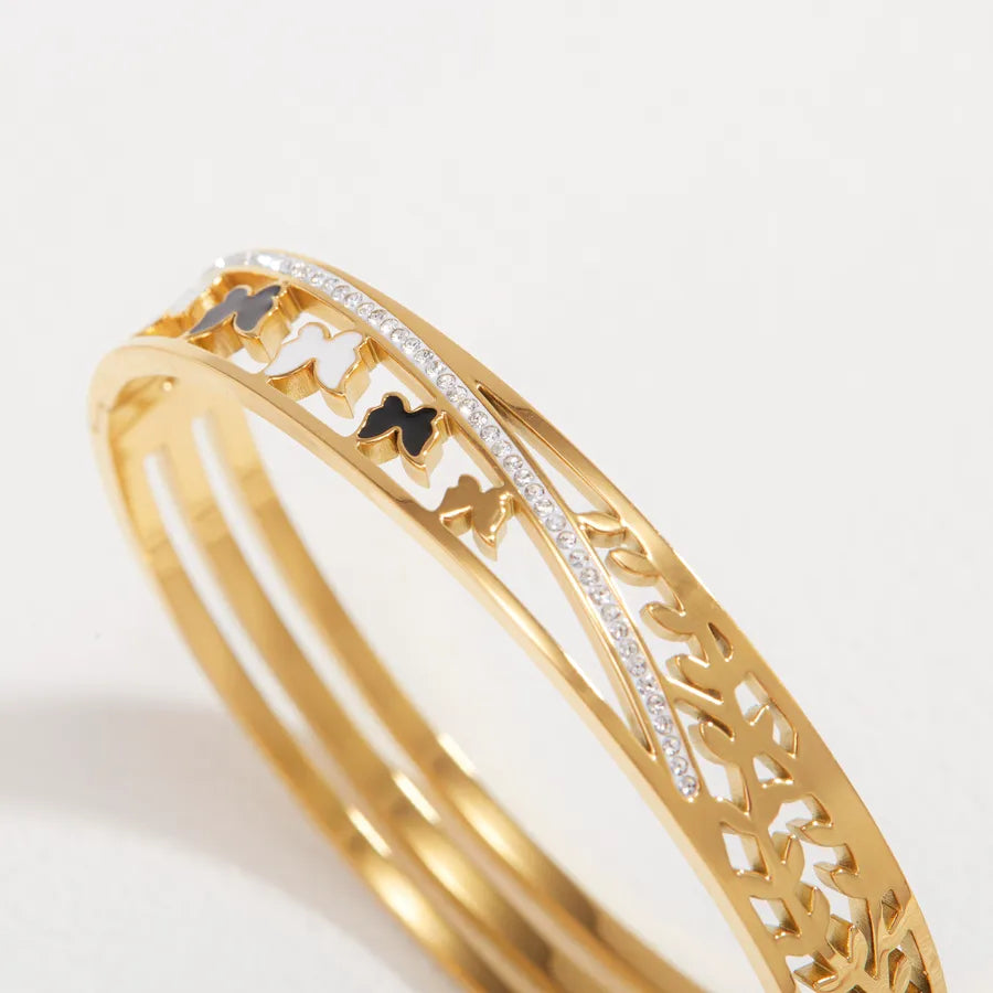 18K Gold Plated Butterfly & Star Stainless Steel Bangle