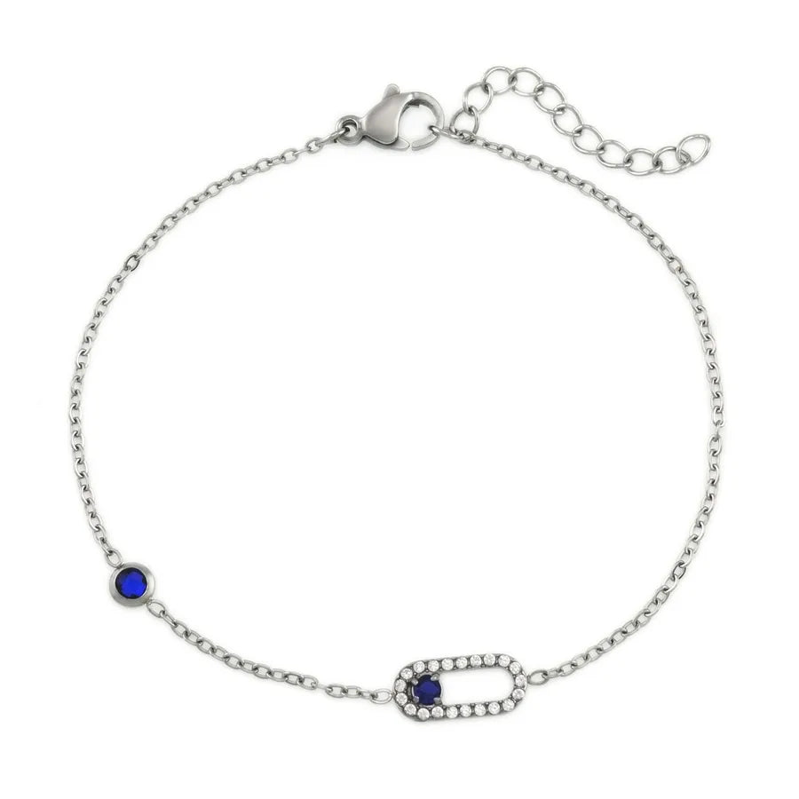 Heart-Shaped Zircon Titanium Steel Bracelet B0233S Paperclip Bracelet