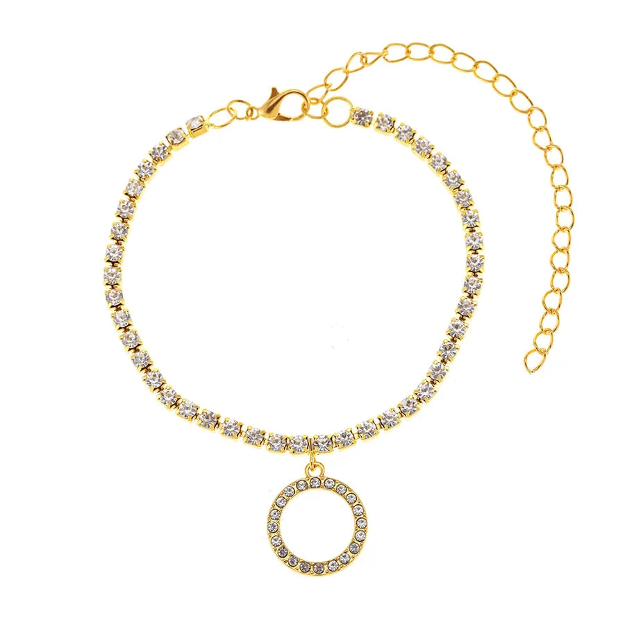 Elegant Rhinestone Hollow Circle Anklet