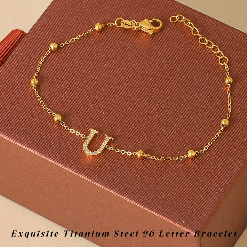 Elegant Letter Bracelet in 304 Stainless Steel Gold Letter [U] Bracelet B0021UG