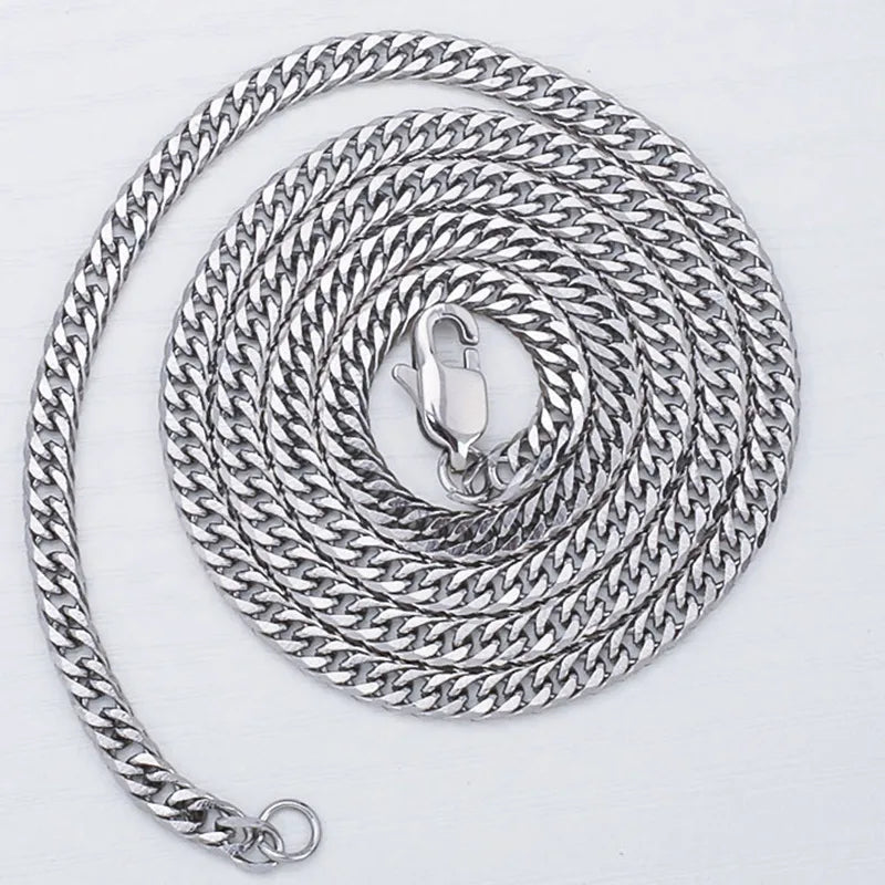 18K Gold Plated Titanium Steel Hip-Hop Necklace Steel Color