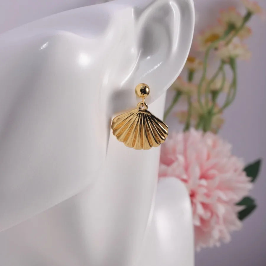 Gold Starfish Shell Drop Earrings