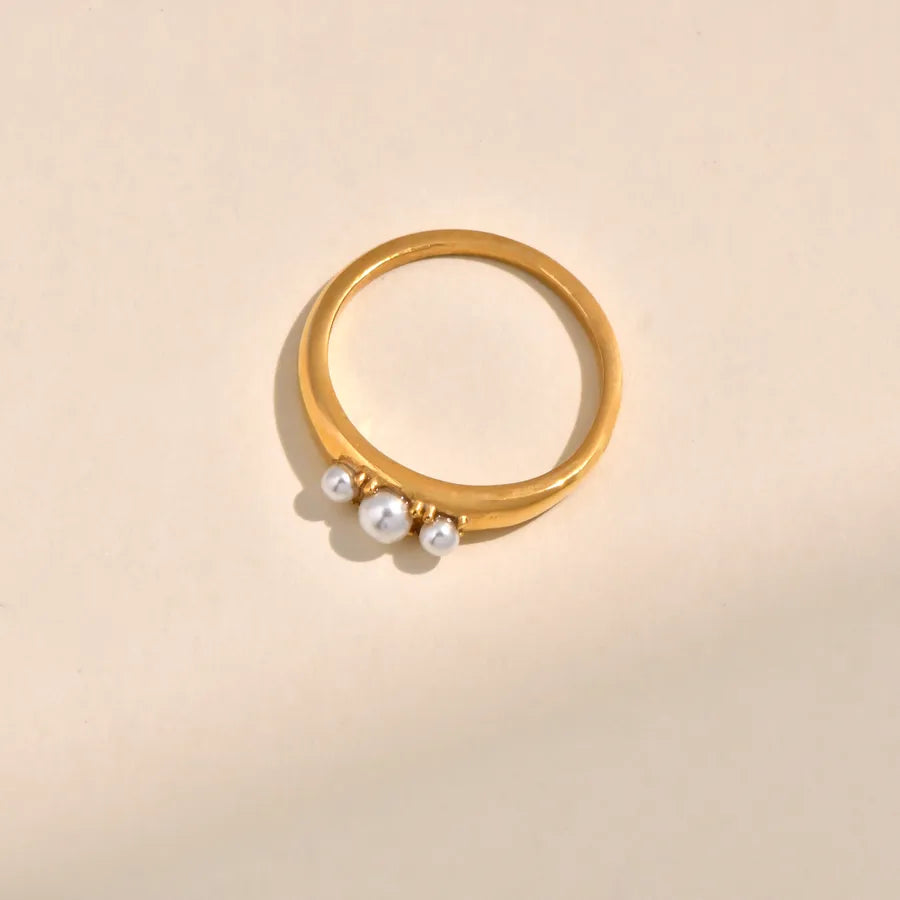 18K Gold Plated Heart & Pearl Geometric Ring