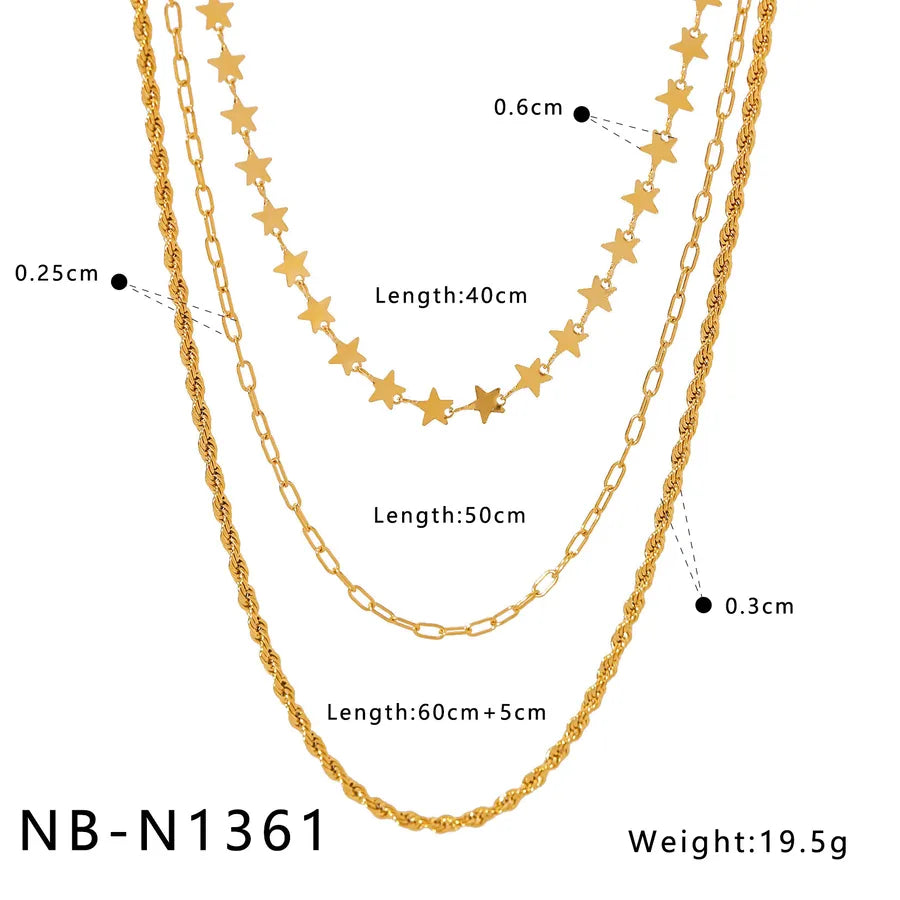 18K Gold Layered Heart & Star Necklace NB-N1361