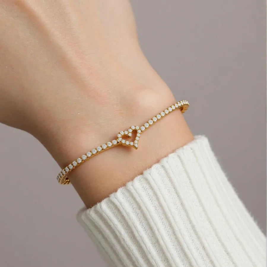 Heart-Shaped Zirconia Tennis Bracelet for Women