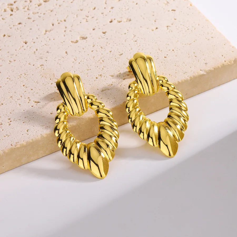 Sunflower Zirconia Stainless Steel Stud Earrings Golden Style 9
