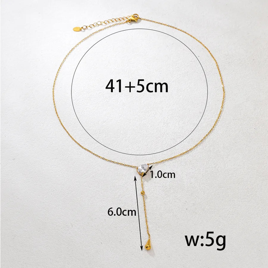 Gold Cross Tassel Necklace – Zircon & Stainless Steel