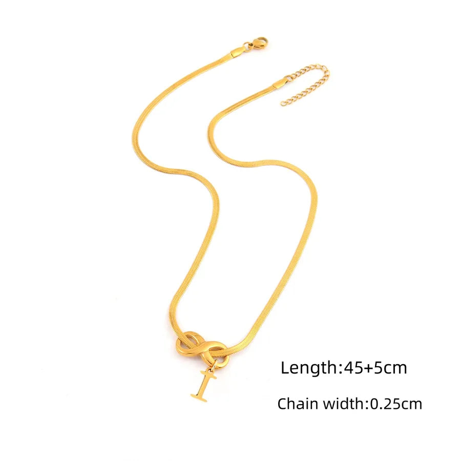 18K Gold Plated Infinity Letter Pendant Necklace Gold I