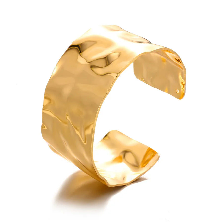 Gold Stainless Steel Flower Cuff Bracelet 11
