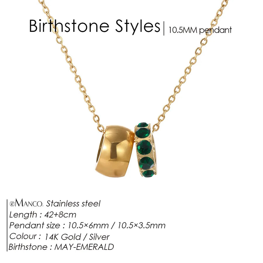 14K Gold Double Circle Pendant Necklace May Green 14K Gold