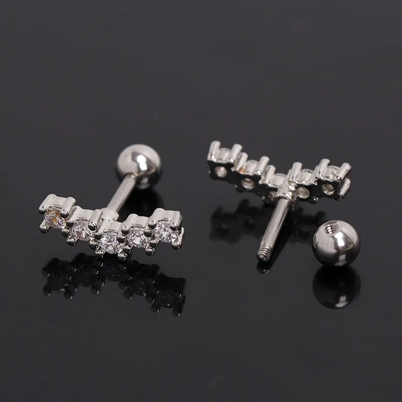 Minimalist Zircon Stainless Steel Ear Cuff Studs