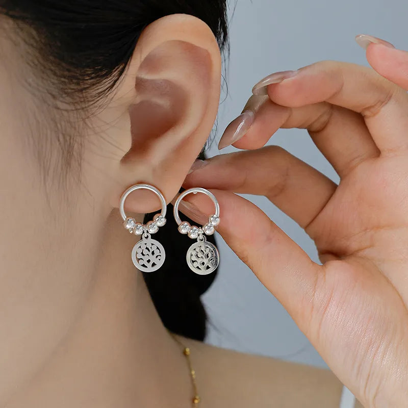 Elegant Hollow Leaf Stainless Steel Stud Earrings