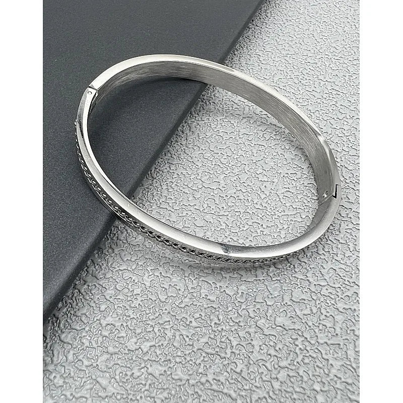 Unisex Geometric Titanium Steel Bracelet Silver