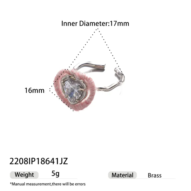 Pink Heart Zircon Necklace & Ring Set