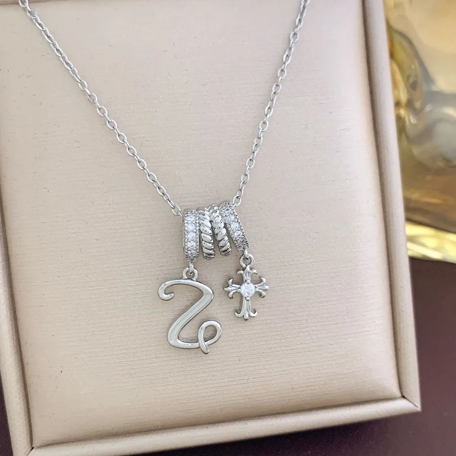 Aurora Star Pendant Necklace – Titanium & Zircon XL4498 Cross Letter Z Combination Necklace Silver