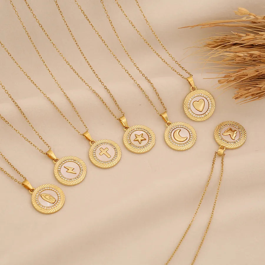 18K Gold Heart Cross Pendant Necklace