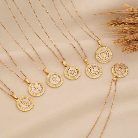 18K Gold Heart Cross Pendant Necklace