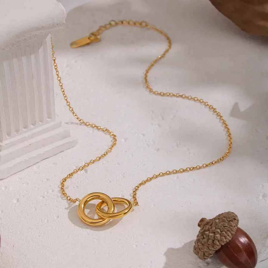 18K Gold Plated Interlocking Circle Necklace