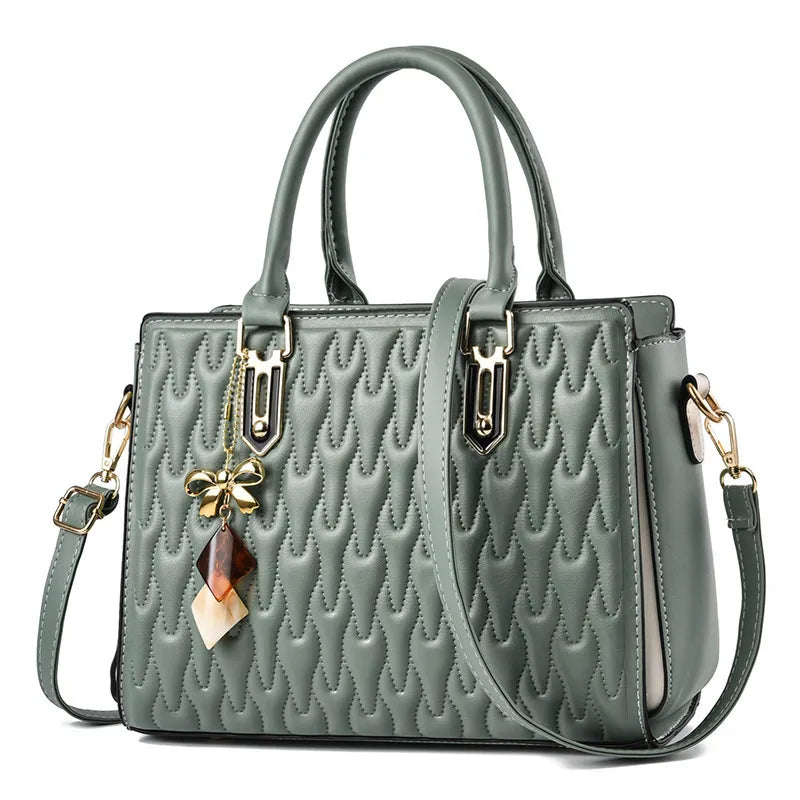 Floral Embossed PU Shoulder Bag Green