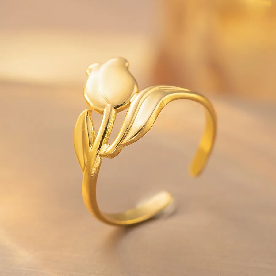 Geometric Titanium Steel Open Ring K275 Gold Ring Adjustable