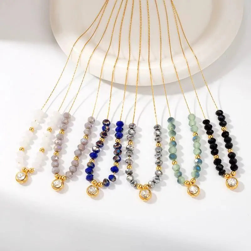 Gold Crystal Pendant Necklace for Women