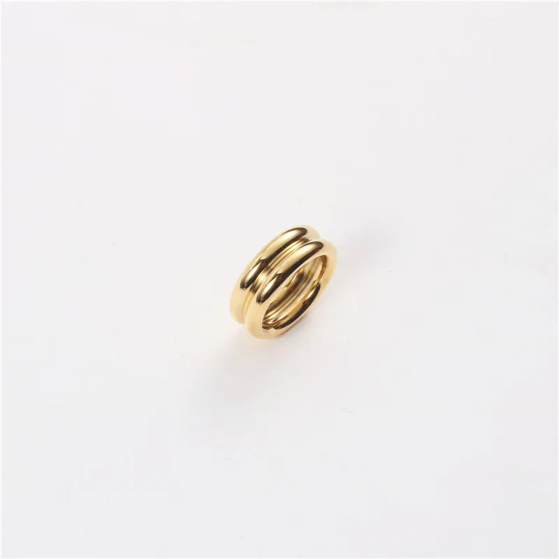Minimalist Titanium Steel Geometric Couple Ring Gold No. 8 A416