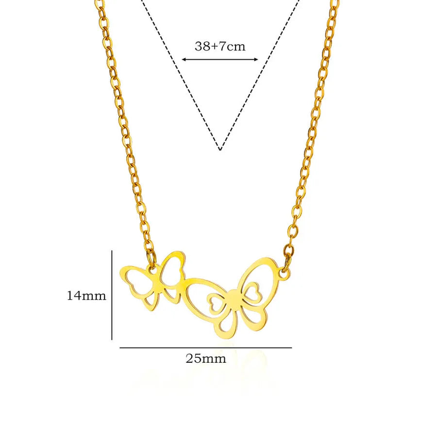 18K Gold Butterfly Letter Pendant Necklace