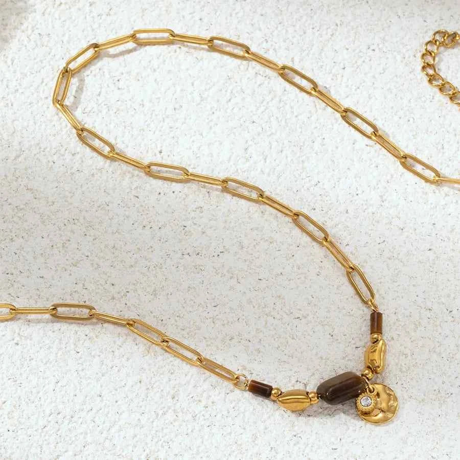 18K Gold Heart Pendant Stainless Steel Necklace