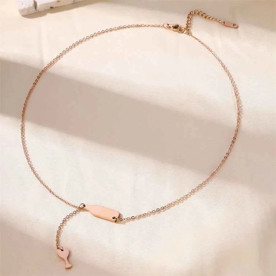 Gold Plated Geometric Bottle Pendant Necklace