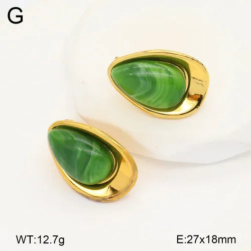 18K Gold Plated Waterdrop Cat's Eye Earrings