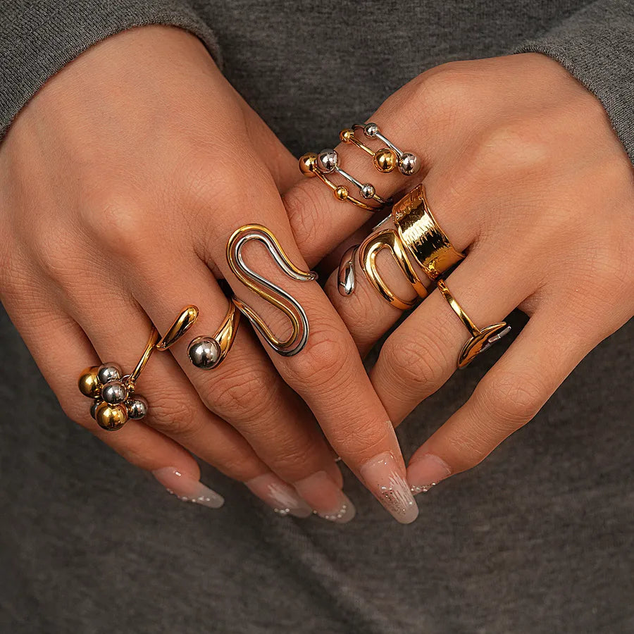 Stainless Steel Geometric Open Ring for Women