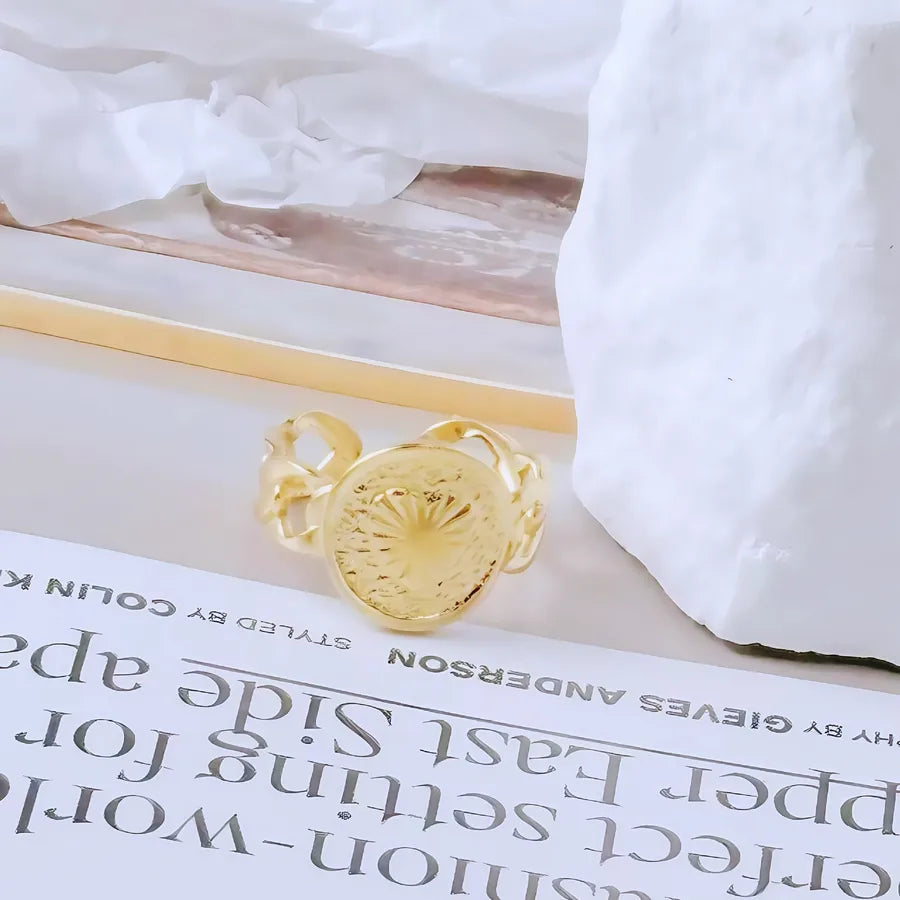 Gold Bamboo Titanium Steel Open Ring Adjustable Opening Golden Hydraulic J72