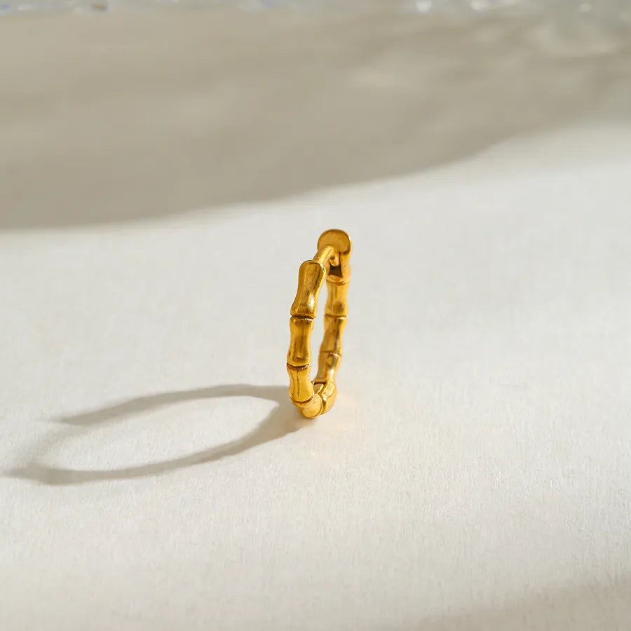 18K Gold Plated Rose Skull Earrings Bamboo Style Gold-12.74*13.71*1.81mm