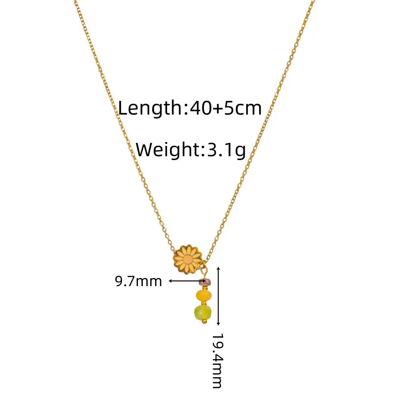 Daisy Pendant Stainless Steel Necklace Pink Little Daisy