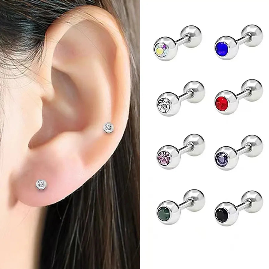 Minimalist Stainless Steel Zirconia Stud Earrings