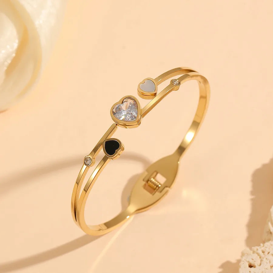 18K Gold Heart Bangle – Stainless Steel